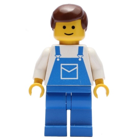 ovr012G Wit hemd, blauwe overall- blauwe benen- bruin haar man gebruikt *0M0000