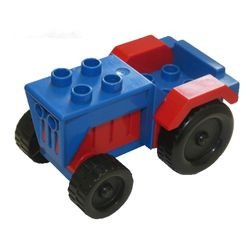 bb0966c01-5G DUPLO Tractor (PAKKETPOST) blauw en rood gebruikt *