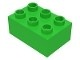 HU87084-36 COMPATIBEL met DUPLO steen 2x3 (Hubelino) groen, helder NIEUW *