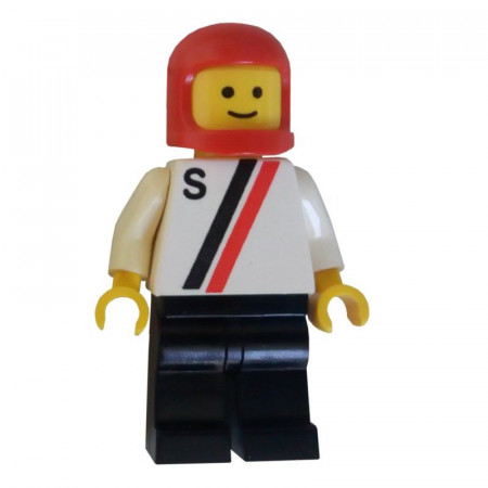 s011G S - witte met rode / Black Stripe, Black benen, rode Classic helm gebruikt *0M0000