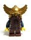 cas405G Fantasy Era -Dwerg, donkerbruine baard, goudmetallic helm met vleugels, donkerblauwe armen gebruikt *0M0000