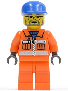 cty0158G Vuilnisman 3- oranje vest, bril en baard, blauwe pet lange klep gebruikt *0M0000