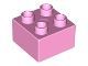 3437-104 DUPLO steen 2x2 (LET OP: DUPLO IS VRIJWEL ALTIJD PAKKETPOST) roze, helder NIEUW *