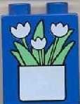 4066pb056-7G DUPLO steen 1x2x2 Pot met bloemen blauw gebruikt *