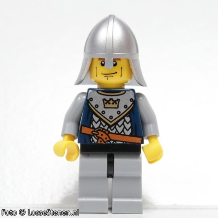cas339 Fantasy Era - Crown Knight 7, Metallic Silver helm with Neck Protector NIEUW *0M0000