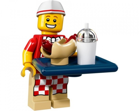col17-6 Hot Dog Man met dienblad met hotdog en drinkbeker en standaard NIEUW *0M0000