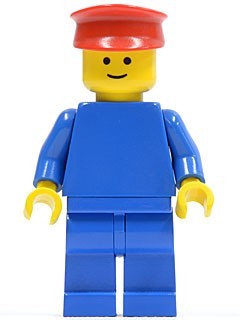 pln028G Effen blauwe Torso met blauwe armen, blauwe benen, rode hoed gebruikt *0M0000