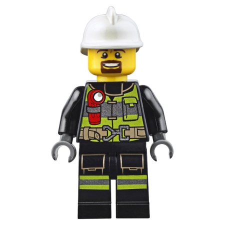 cty0635 Brandweerman met bruine snor en zaklantaarn gebruikt *0M0000
