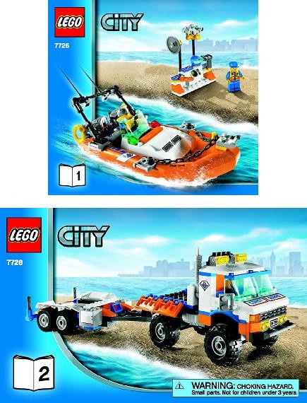 INS7726-G 7726 BOUWBESCHRIJVING- CITY: Coast Guard Truck with Speed Boat (2) gebruikt *