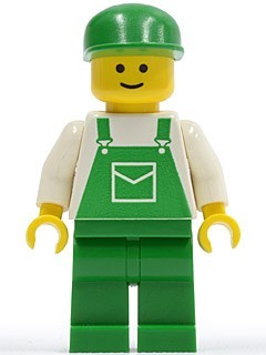 ovr019G Wit hemd, groene overall- groene benen, groene Cap, Standaard hoofd gebruikt *0M0000