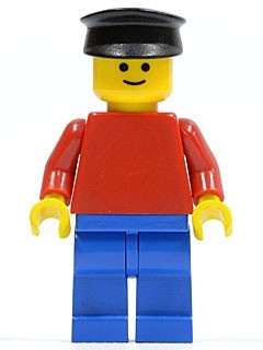pln017G Plain rode Torso met rode armen, blauw benen, zwarte Police Hat gebruikt *0M0000