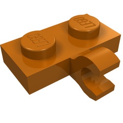 11476-68 Platte plaat 1x2 met horizontale clip LANGE einde oranje, donker NIEUW *1L291