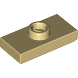 15573-2 Platte plaat 1x2 met 1 nop crème NIEUW *1L348