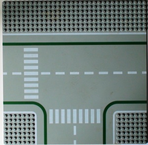 2360P01-9 Wegenplaat 32x32 afsplitsing MET FIETSPAD lichtgrijs (klassiek) NIEUW *3K000