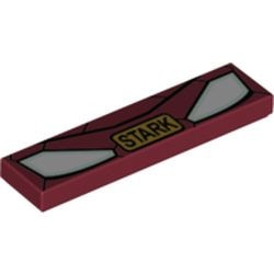 2431pb407-59G Tegel 1x4 Iron Man masker en STARK rood, donker gebruikt *5t04-13