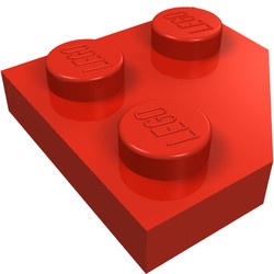 26601-5 Wig plaat 2x2 afgekapt hoekje rood NIEUW *1L221+2