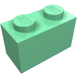 3004-37G Steen 1x2 groen, midden gebruikt *1A006