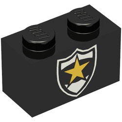 3004pb008-11G Steen 1x2 Politie logo zwart gebruikt *5V02-13