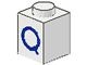 3005-Q-1G Steen 1x1 met letter Q wit gebruikt *5V01-08