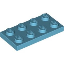 3020-156 Platte plaat 2x4 blauw, middenazuur NIEUW *1L206+7+8+9