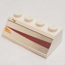3037px6-1G Dakpan bedrukt 45 2x4 met Jedi Starfighter patroon RECHTS wit gebruikt *5R000