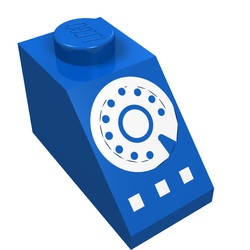 3040p02-7G Dakpan bedrukt 45 2x1 draaitelefoon en knoppen blauw gebruikt *5R000