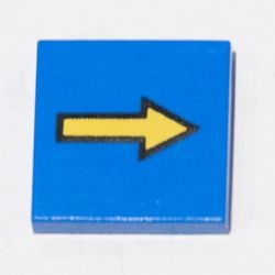 3068bp08-7G Tegel 2x2 met gele pijl blauw gebruikt *5T05-22