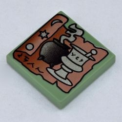 3068bpb0014-48G Tegel 2x2 Kookpot en vijzel groen, zandkleurig gebruikt *5T05-26