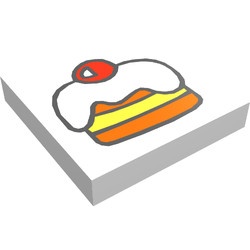 3068bpb0057-1G Tegel 2x2 cake/taart wit gebruikt *5T05-07