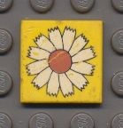 3068pb35-3G Tegel 2x2 Bloem geel gebruikt *5T05-21