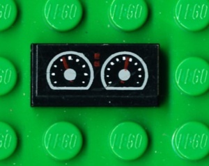 3069bpb0026-11G Tegel 1x2 met twee meters (Sticker) zwart gebruikt *5T02-20