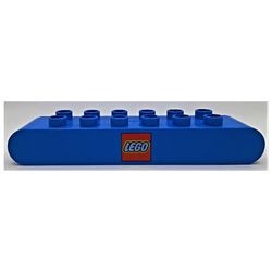31214pb01-7G DUPLO steen 2x8 met afgeronde eindes en LEGO opdruk (PAKKETPOST) blauw gebruikt *