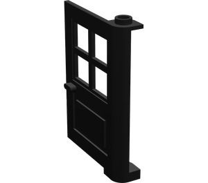 3861-11G Deur 1x4x5 met 4 raampjes- geen frame nodig zwart gebruikt *1L0000
