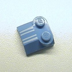 41855pb11-42G Dakpan rond 2x2x2/3 twee noppen, lip einde met witte nummers blauw, midden gebruikt *5R000