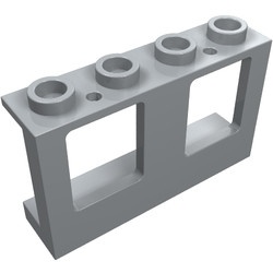 4863-86G Raam 1x4x2 paneel- 2x2 gaatjes onderin- glas:4862 (2 nodig) (loc 04-04) grijs, licht (blauwachtig) gebruikt *L11-9