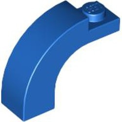 6005-7G Steen, boog 1x3x2 boven rond 1 nop bovenop blauw gebruikt *1L000