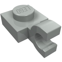 6019-9 Platte plaat 1x1 met horizontale clip (loc 01-06) lichtgrijs (klassiek) NIEUW *1L287/2