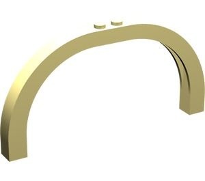 6184-33G Steen,halve boog 1x12x5 gebogen top 2 noppen bovenop geel, licht gebruikt *1T000