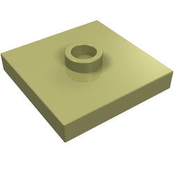 87580-155 Platte plaat 2x2 1 centrale nop groen, olijf NIEUW *1L348/9