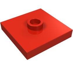 87580-5 Platte plaat 2x2 1 centrale nop rood NIEUW *1L348/9