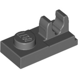 92280-85 Platte plaat 1x2 met clip OP plaat (92280 of44861) grijs, donker (blauwachtig) NIEUW *1L290