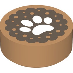 98138pb055-150 Tegel 1x1 ROND met afdruk dierenpoot caramel, midden NIEUW *0L0000