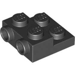 99206-11 Platte plaat 2x2x2/3 met 2 noppen zijkant zwart NIEUW *1L0325