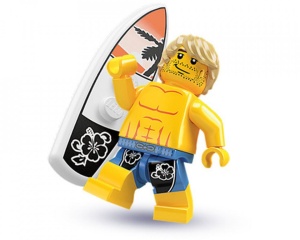 col02-15 Surfer met surfplank en tandaard NIEUW *0M0000