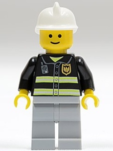 cty0035G Brandweerman witte helm lichtblauwgrijze benen classic grin gebruikt *0M0000