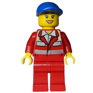 cty0317G Vrouw, rood uniform, blauwe pet gebruikt *0M0000