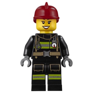 cty0347G Brandweerman reflectiestrepen donkerrode helm gebruikt *0M0000