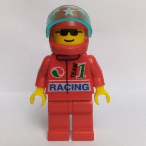oct026G Octan - Racing met rode helm and witte Stars, Tr. Lt. blauw Visor gebruikt *0M0000