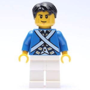 pi174 Soldaat met blauwe jas, lijnern kin, zwart haar NIEUW *0M0000