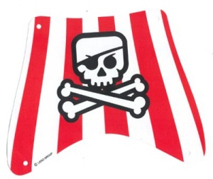 sailbb34-1G Piratenzeil 27x22 toprood/wit zwart doodshoofd wit gebruikt *5D000